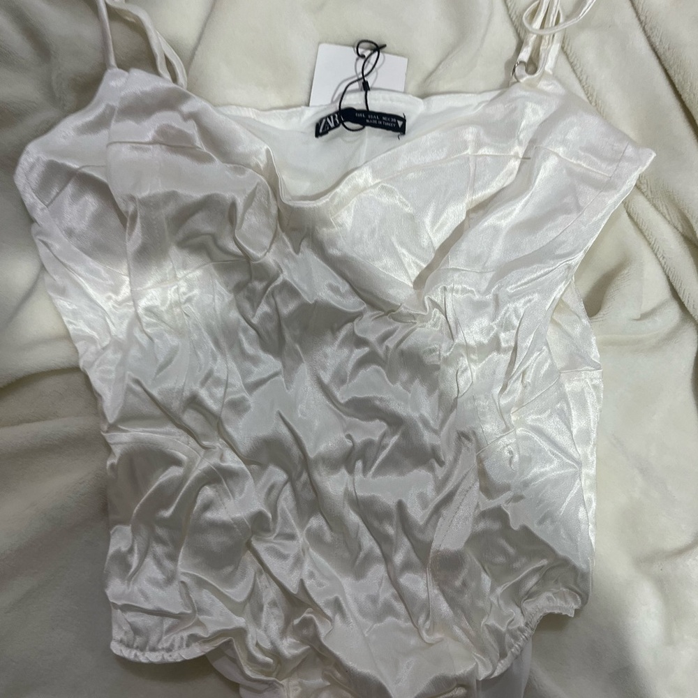 Zara Cream Satin Bodysuit Brand new NEVER WORN